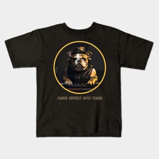 PAWS-ITIVELY EPIC VIBES DOG MIXING MUSIC DRESSED IN STEAMPUNK STYLE Kids T-Shirt